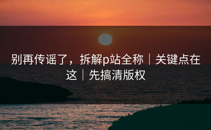 别再传谣了，拆解p站全称｜关键点在这｜先搞清版权