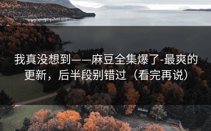 我真没想到——麻豆全集爆了-最爽的更新，后半段别错过（看完再说）