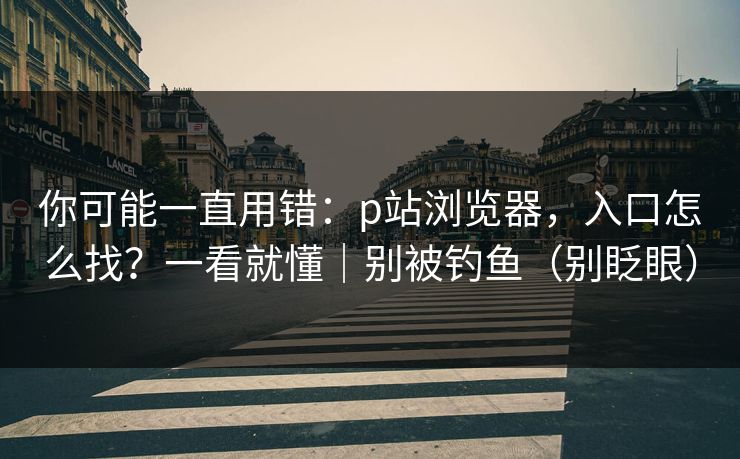 你可能一直用错：p站浏览器，入口怎么找？一看就懂｜别被钓鱼（别眨眼）