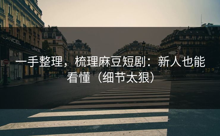 一手整理，梳理麻豆短剧：新人也能看懂（细节太狠）