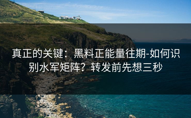 真正的关键：黑料正能量往期-如何识别水军矩阵？转发前先想三秒