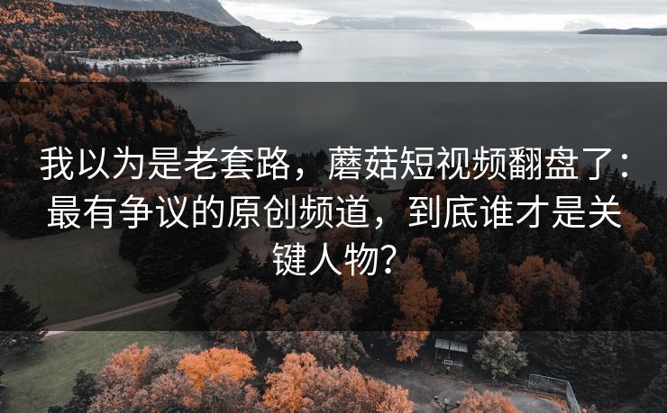 我以为是老套路,蘑菇短视频翻盘了:最有争议的原创频道,到底谁才是关键人物? 我以为是老套路,蘑菇短视频翻盘了:最有争议的原创频道,到底谁才是关键人物?