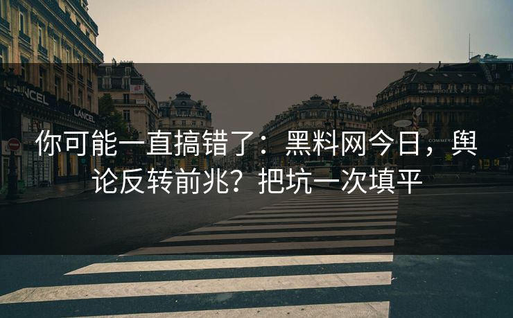 你可能一直搞错了：黑料网今日，舆论反转前兆？把坑一次填平