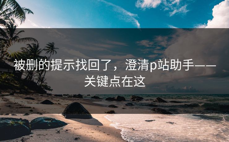 被删的提示找回了,澄清p站助手——关键点在这 被删的提示找回了,澄清p站助手——关键点在这