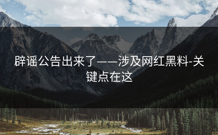 辟谣公告出来了——涉及网红黑料-关键点在这