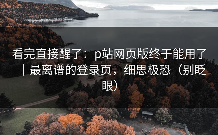 看完直接醒了：p站网页版终于能用了｜最离谱的登录页，细思极恐（别眨眼）