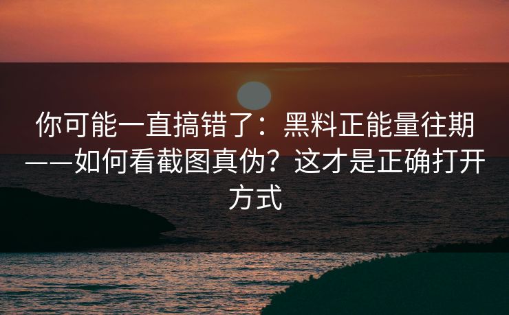 你可能一直搞错了：黑料正能量往期——如何看截图真伪？这才是正确打开方式