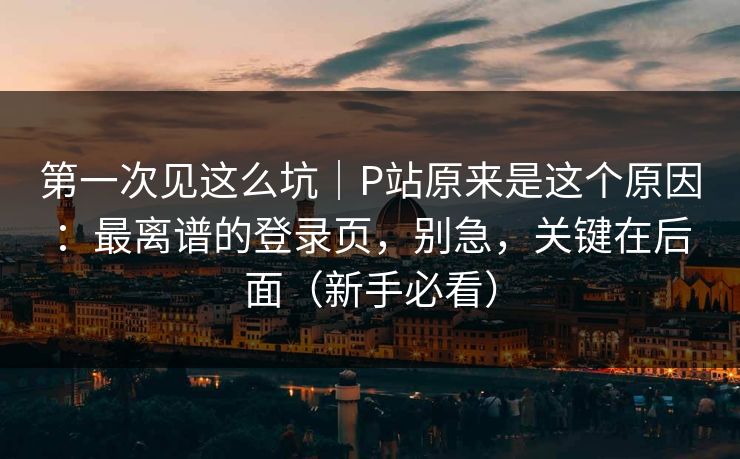 第一次见这么坑｜P站原来是这个原因：最离谱的登录页，别急，关键在后面（新手必看）