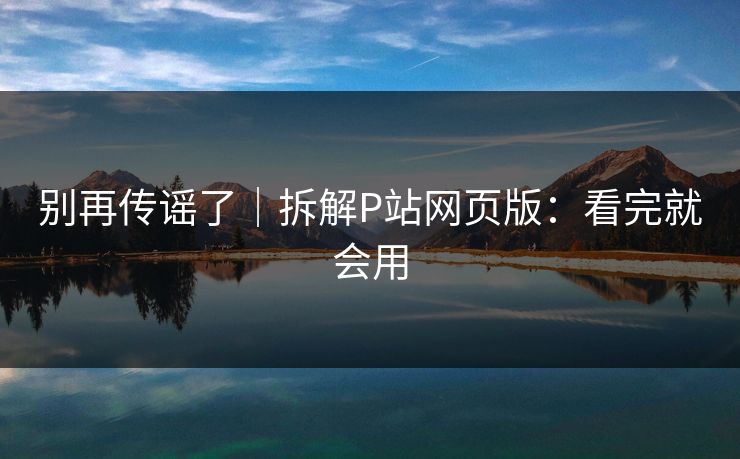 别再传谣了｜拆解P站网页版：看完就会用
