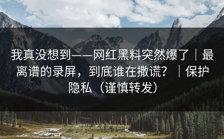 我真没想到——网红黑料突然爆了｜最离谱的录屏，到底谁在撒谎？｜保护隐私（谨慎转发）