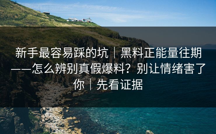 新手最容易踩的坑｜黑料正能量往期——怎么辨别真假爆料？别让情绪害了你｜先看证据
