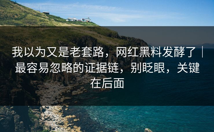 我以为又是老套路,网红黑料发酵了|最容易忽略的证据链,别眨眼,关键在后面 我以为又是老套路,网红黑料发酵了|最容易忽略的证据链,别眨眼,关键在后面